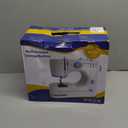 Sewing Machine for Beginners with 20Pcs Fabric & 32Pcs Sewing Threads Kit,Portable Sewing Machine with 12 Built-in Stitches & 2 Speed(High-Low Speeds)-BW (Blue,white)