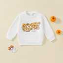 Toddler Girl Halloween Outfit Ghost/Pumpkin Sweatshirt+Embroidered Pattern Skirt 1-6Y (White)