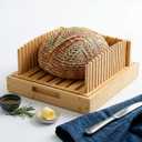 10.5" Extra Sourdough Bread Slicer Guide - Premium Bamboo Bread Cutter with Crumb Tray & Serving Board - Artisan Bread Slicing Guide for Homemade Boules, Sourdough Tools & Gifts