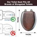 Elongated Slow Close Toilet Seat Support 400 lbs, Heavy Duty Wood Toilet Seat with Natural Wood Veneer for Bathroom, Soft Close Lid with Chrome Hinges, Easy Clean, Easy Install
