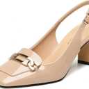 Slingback Heels Square Toe Block Heels 2.5 Inch | 2.5 Inch Closed Toe Chunky Block Heel Pumps Comfortable Casual Party Dress Shoes, 9