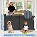 Reinforced Retractable Baby Gates with Support Rods, Extends up to 55 Wide, Retractable Dog Gate for Doorways Prevent Bottom Crawling Through, Mesh Pet Gate for Stairs Indoor Outdoor, Black