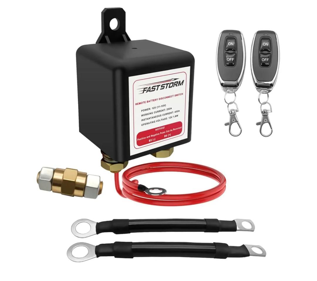 Remote Battery Disconnect Switch 12v, 250A, Upgrade Prevent Battery Drain, Disconnect Negative Car Kill Switch AntiTheft, Remote Battery Kill Switch for Car, Truck, RV