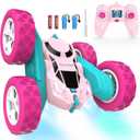 Pink Remote Control Car for Girls, 360 Flipping Stunt Car with LED Headlights, Rechargeable 4WD Electric Toy Vehicle, Princess Gift for 6 7 8 9 10 11 Year Old Girls, Birthday & Christmas Toy