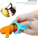 Original Vegetable Peeler, Potato Peelers for kitchen Carbon Steel Blade 3-Pack Grey/Blue/Black