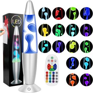 Liquid Motion Lamps with Remote, 17 Colors Changing Night Light 16 Inch RGB LED Table Lamp Relaxing Lamp for Kids Adults, LED Night Lights Lamp for Home Decor Christmas,Party,White Wax