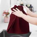 Homaxy 100% Cotton Waffle Weave Kitchen Dish Towels, Ultra Soft Absorbent Quick Drying Cleaning Towel, 13 x 28 Inches, 4-Pack, Burgundy