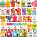 Valentines Day Gifts for Kids - 24 Pack Animal Squishy Toys Valentines Cards for Kids Classroom with Animal Stress Relief Fidget Toys School Classroom Party Favors Exchange Gifts Goodie Bag Stuffers