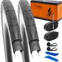 YUNSCM 2 PCS 700C Lightweight Bike Tires 700x35C (ETRTO 37-622) and 700C Bike Tubes - 60TPI Nylon, Puncture-Resistant, with 2 Rim Strips Compatible with Bike Tires 700x33C/35C/36C/37C/38C (Y-573)