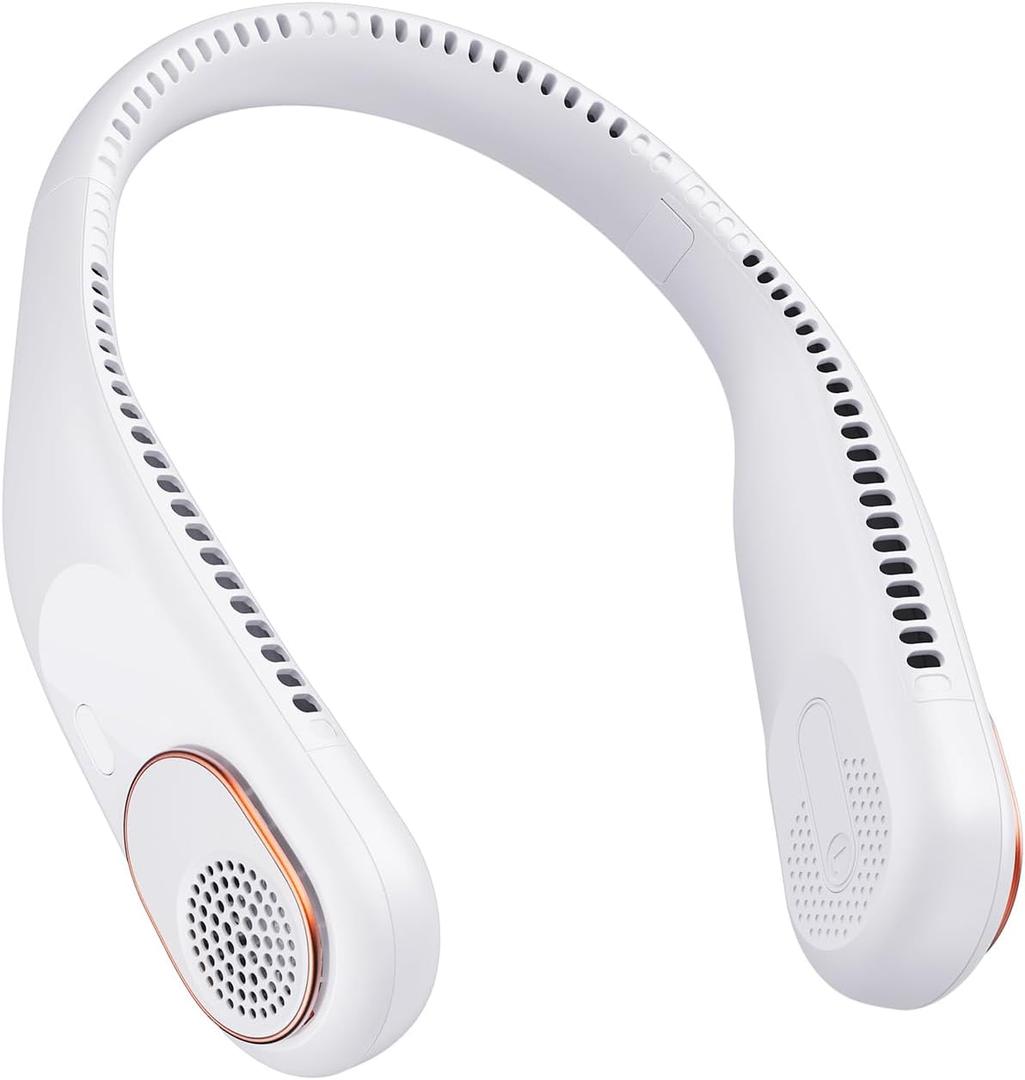 SWEETFULL Portable Neck Fan 360 Cooling Bladeless Personal Fan | No Hair Twisting - 4000mAh USB Rechargeable Wearable Fan for Travel, Birthday Gifts for Men, Women, Mom, and Dad (A4 White)