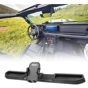Phone Mount for 2024 2025 2026 Jeep Wrangler JL JLU Gladiator JT (NOT for Wrangler 4XE) Multi-Mount Phone Holder Dash Mount System Kit Accessories with Dashboard Tray Storage Box