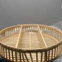 Pinkunn Rattan Wall Shelf Round Wicker Shelves Boho Wall Mounted Display Storage 2 Tier Circle Farmhouse Home Decorations for Dining Room Living Room Office Kitchen Bathroom