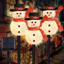 LIGHTSHINE 3PCS Snowman Shape Solar Christmas Lights Decorations, Solar Landscape Pathway Stakes Lights, Outdoor Christmas Decor for Garden, Yard, Patio, Porch (White)
