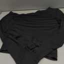 Floerns Women's Solid Asymmetrical Neck T Shirt Long Sleeve Slim Fit Crop Tops (Medium, Black)