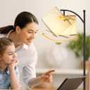 Ambimall 60" Floor Lamps for Living Room with 3 Color Temperatures, Standing Lamp Tall with Adjustable Linen Shade, Tall Lamps for Living Room Bedroom Office Classroom Dorm Room(9W Bulb Included) (Beige & Black)