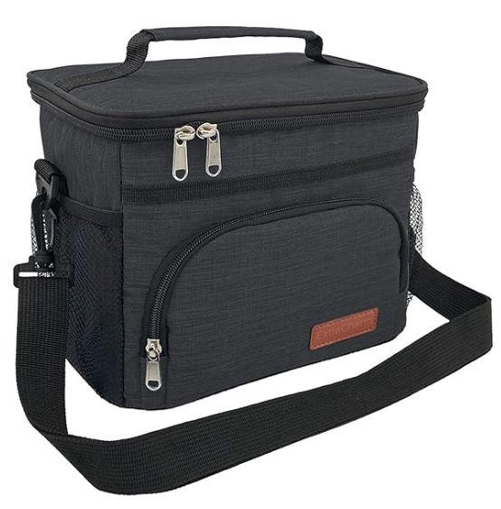 ExtraCharm Insulated Lunch Bag for Women/Men - Reusable Lunch Box for Office Picnic Hiking Beach - Leakproof Cooler Tote Bag Organizer -Black Camo