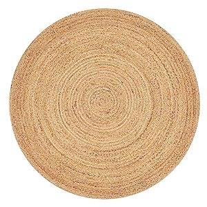 Savi Home Hand Woven Jute Braided Rug, 6' Round - Natural, Reversible Area Rugs for Living Room, Farmhouse, Kitchen, Handcrafted 6 Feet Round Area Rugs - Natural