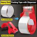 Packing Tape with Dispenser, Heavy Duty Shipping Tape Packaging Tape Dispensers for Shipping Mailing Moving Sealing Storage and Packing, 2 in. x 22.2 yd., 6 Tape Rolls with Dispensers