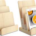 2 Pieces 3-Tier Pine wooden brochure holder 6 x 9 Wood Literature Holder Pamphlet Display Stand flyer holder postcard holder for Pamphlet Magazine Booklets Menu