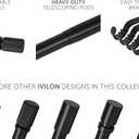 Ivilon Curtain Rods for Windows - Straight Knurling End Cap, 1 inch Diameter, Telescoping Adjustable Curtain Rod, 72 to 144 Inches. Color Black