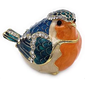 JWT Astyle Robin Bird Hinged Jewelry Box with Stones, Collectible Animal Trinket Box.Rings Earrings Storage Boxes,Bird Figurine Home Decor Gift