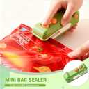2 in 1 Mini Bag Sealer with Cutter and Magnet,Portable Handheld Rechargeable Heat Sealer, Crocodile Design Portable Sealing Machine Small Package Sealer for Chip Snack & Food Storage Travel(2pcs) (Green,Purple)