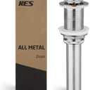 KES Bathroom Sink Drain Without Overflow Vessel Sink Lavatory Vanity Pop Up Drain Stopper Brushed Nickel Finish for 1.6"-1.9" Sink Hole, Brass and Stainless Steel, S2008D-BN