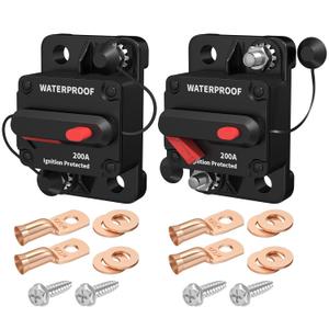 DaierTek 12V Circuit Breaker 200A, 12 Volt 200 Amp Circuit Breakers Waterproof Resettable Marine Circuit Breaker for Car Auto -2 Pack