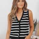 LILLUSORY Vest Tops for Women 2026 Summer Outfits Striped Sweaters Button Up Casual Blouses Jacket Fashion Clothes (XS)