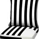 Arden Outdoor Foam Deep Seat Cushion Set, 22 in x 24 in, Weather-Proof, Rain-Proof, Fade Resistant Patio Cushion, Bottom and Back Cushion for Chair, Sofa, and Couch Black Cabana Stripe