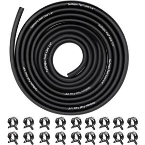 10 Feet 1/4 Inch ID Fuel Line Hose with 18 2/5" ID Clamps for Kawasaki Kohler Briggs & Stratton Small Gas Diesel Powersports Engines and Generators (Rubber)
