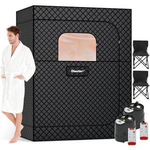 2 Person Sauna Box - Portable Sauna for Home with Upgraded 3L 1500W Steamer*2, Folding Chair*2 and Non-Slip Mat for Relaxation Spa, 5-Layer Waterproof & Insulated Steam Saunas Tent, 4.5 * 3 * 6ft, XL