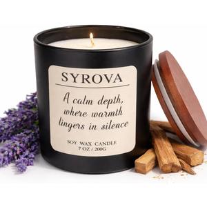 Lavender & Sandalwood Candle, Luxury Scented Soy Candle 7oz, Calming Relaxing Fragrance for Home, Stress Relief & Sleep Aromatherapy Candle, Gift for Women, Long Lasting Jar Candle