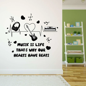 Design With Vinyl Music Wall Decal Set of Musical Instruments on White Background Removable - Size: 20 in x 16 in