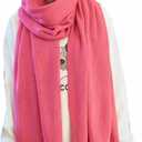 Wander Agio Womens Warm Long Shawl Winter Upset Large Scarf Pure Color Rose Red