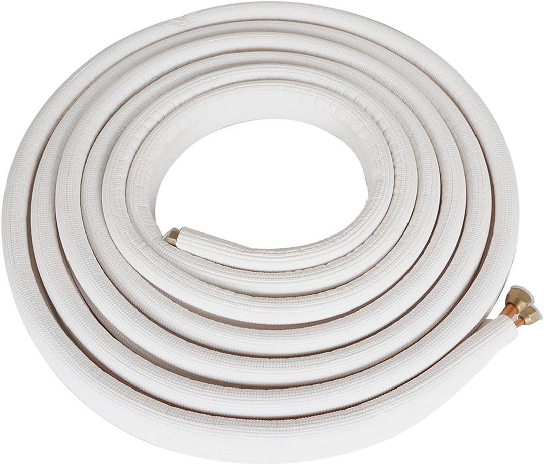 25FT Air Conditioning Tubing Hose Extension 1/4 and 1/2 Inch Insulated Copper Hoses Fit for Mini Split Air Conditioner