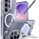 Maledan for Samsung Galaxy S26 Ultra Case with Built-in Phone Stand, Magnetic Shockproof Camera Protection Case for Galaxy S26 Ultra 6.9", Magsafe Compatible Kickstand, Anti-Yellowing Crystal Clear