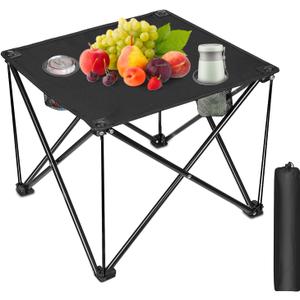 Portable Camping Table,Folding Camp Table,Lightweight Waterproof Canvas Beach Tables for Outside with 2 Cup Holders & Carry Bag for Camping, Picnic, Beach, Fishing, Travel and Outdoor RV