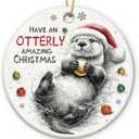Sea Otter Ornament - Gifts for Animal Lovers, for Women Man, Double Sided Ceramic Animal Ornament 2026 for Christmas Tree Decorations, Otterly Gift for Friend Coworker Neighbor