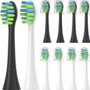 Toothbrush Replacement Heads Compatible with 7AM2M AM100/AM105/AM110 Electric Toothbrush, Soft Brush Bristles, 5 Pack White + 5 Pack Black