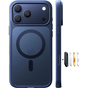 TORRAS Stronger Magnetic & Shockproof for iPhone 17 Pro Max Case, Fit for MagSafe, Military Grade Drop Protection, Camera Control, DIY Button, Slim for iPhone 17 Pro Max Case Translucent Deep Blue