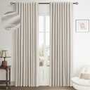 Hokibero Greyish Beige Linen Blackout Curtains 84 Inch Length 2 Panels Set for Bedroom Back Tab Pleated Look for Living Room Darkening Curtains Thermal Insulated Black Out Window Drapes Light Taupe