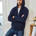 Men's Fleece Sherpa Lined Hoodies Heavyweight Full Zip Thick Hooded Jacket Winter Warm Athletic Sweatshirt 5XL