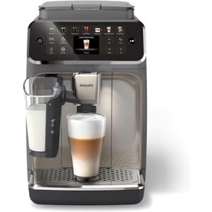 Philips 4400 Series Fully Automatic Espresso Machine, LatteGo Milk System, Integrated Grinder, 12 Hot & Iced Coffee Pre-Sets, Quick Start, SilentBrew, 15-Bar Pressure, Black Chrome (EP4444/90) (Cashmere Grey)