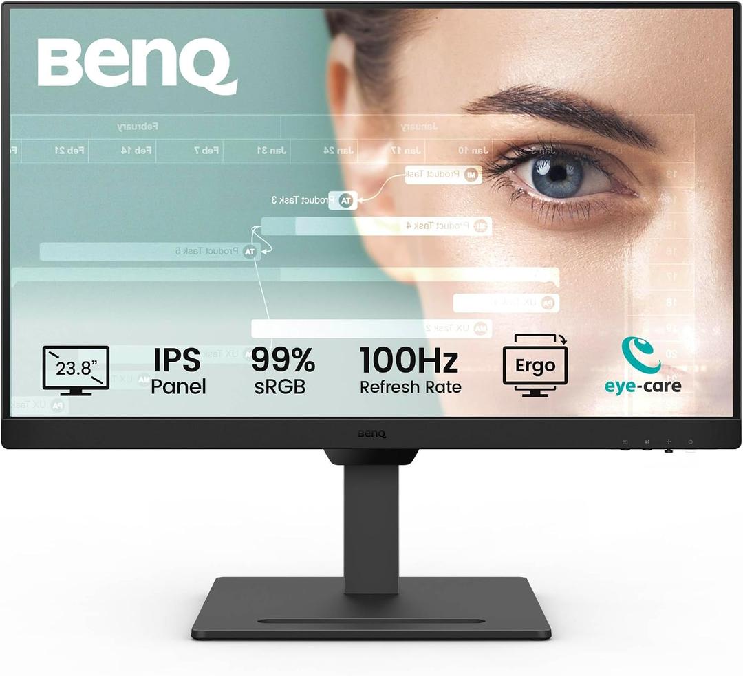 BenQ GW2490T Computer Monitor 24" 100Hz FHD 1920x1080p | IPS | Eye-Care Tech | Low Blue Light | Anti-Glare | Adaptive Brightness | Height and Tilt Adjustable | Built-in Speakers | DisplayPort | HDMI