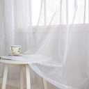 Foil White Sheer Curtains for Living Room 84 Inches Long 2 Panels Set, Modern Silver Printing Shiny Privacy Window Curtains, Light Filtering Sheer White Curtains for Bedroom, 54X84Dt