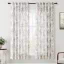 Floral Linen Curtains 63 inch length 2 panels for Dining Room Neutral Cream Black Pattern Printed Curtains Living Room Back Tab Semi Sheer Drapes Vintage Farmhouse French Country Curtain for Bedroom