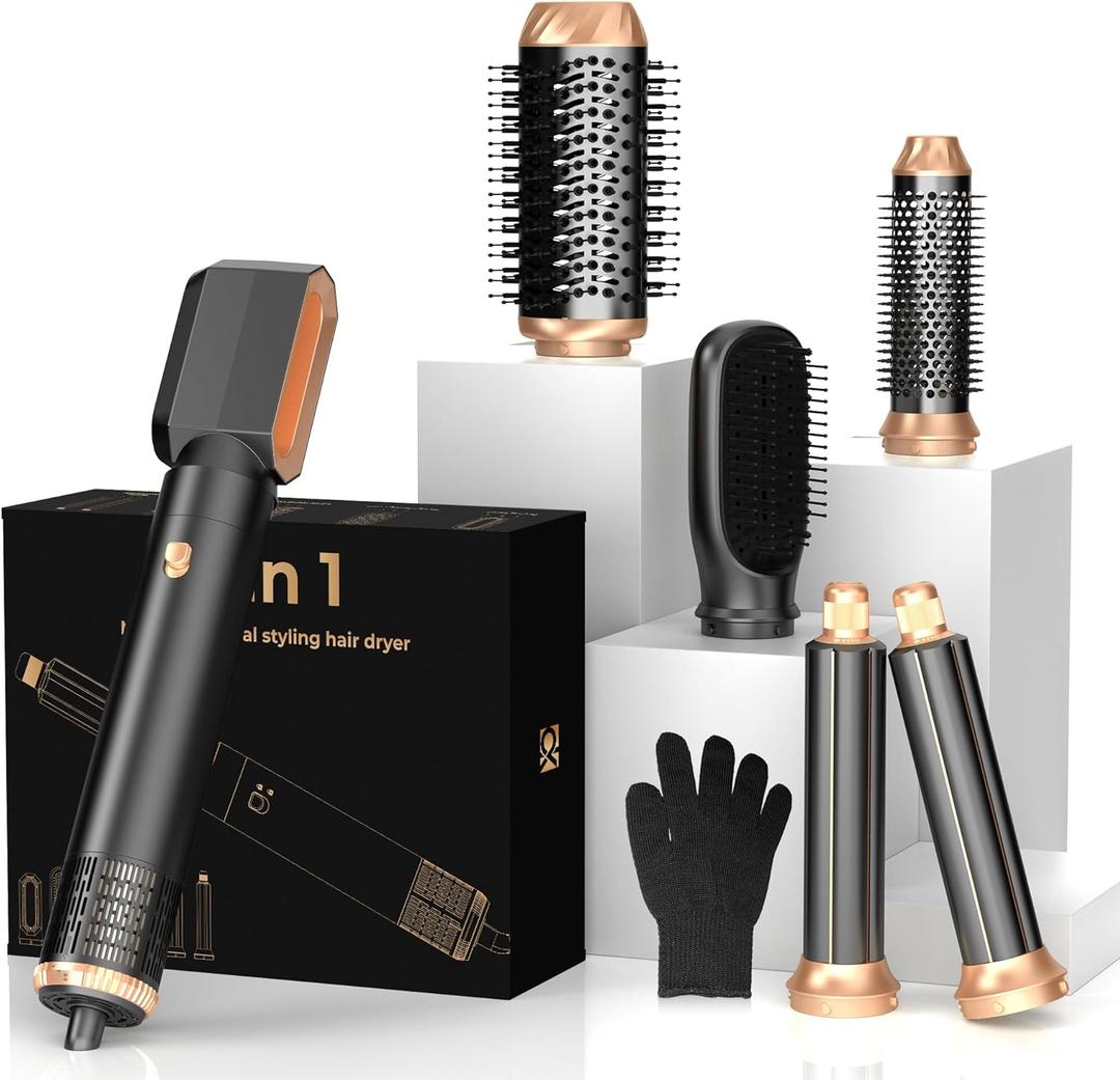 Hair Dryer Brush,6 in 1 Professional Hot Air Styler,Powerful Air Curling Wrap Styler,Negative Ionic Hair Dryer Fast Drying, Multi Hair Stylerfor Curling Volumizing Straightening Styling