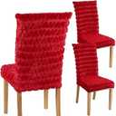VitalCozy Red Heart Chair Covers Set of 2 Valentine's Day Dining Chair Covers Cute Faux Fur Soft Heart Seat Dining Slip Covers for Dorm Home Home Bedroom Valentine's Day Gifts