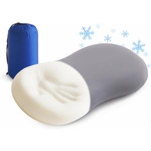 Memory Foam Travel Pillow Camping Pillow Medium Firm Bed Pillows for Sleeping Cooling Small Pillow for Camp,Plane,Backpacking,Trip,Cool & Breathable Cover (1, Grey)